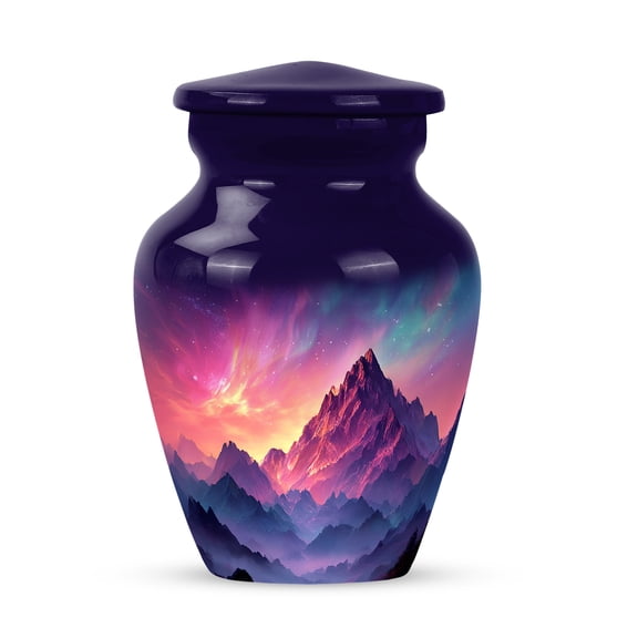Remembrate Northern Lights Funeral Small Urn for Human Ashes Adult Female and Male 3 Inch - Mountains Cremation Urns for Ashes Adult Woman - Burial Ash Urns for Humans Remains