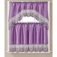 Remi 3Piece Sequins Embroidery Kitchen Curtain Set with Swag Valance