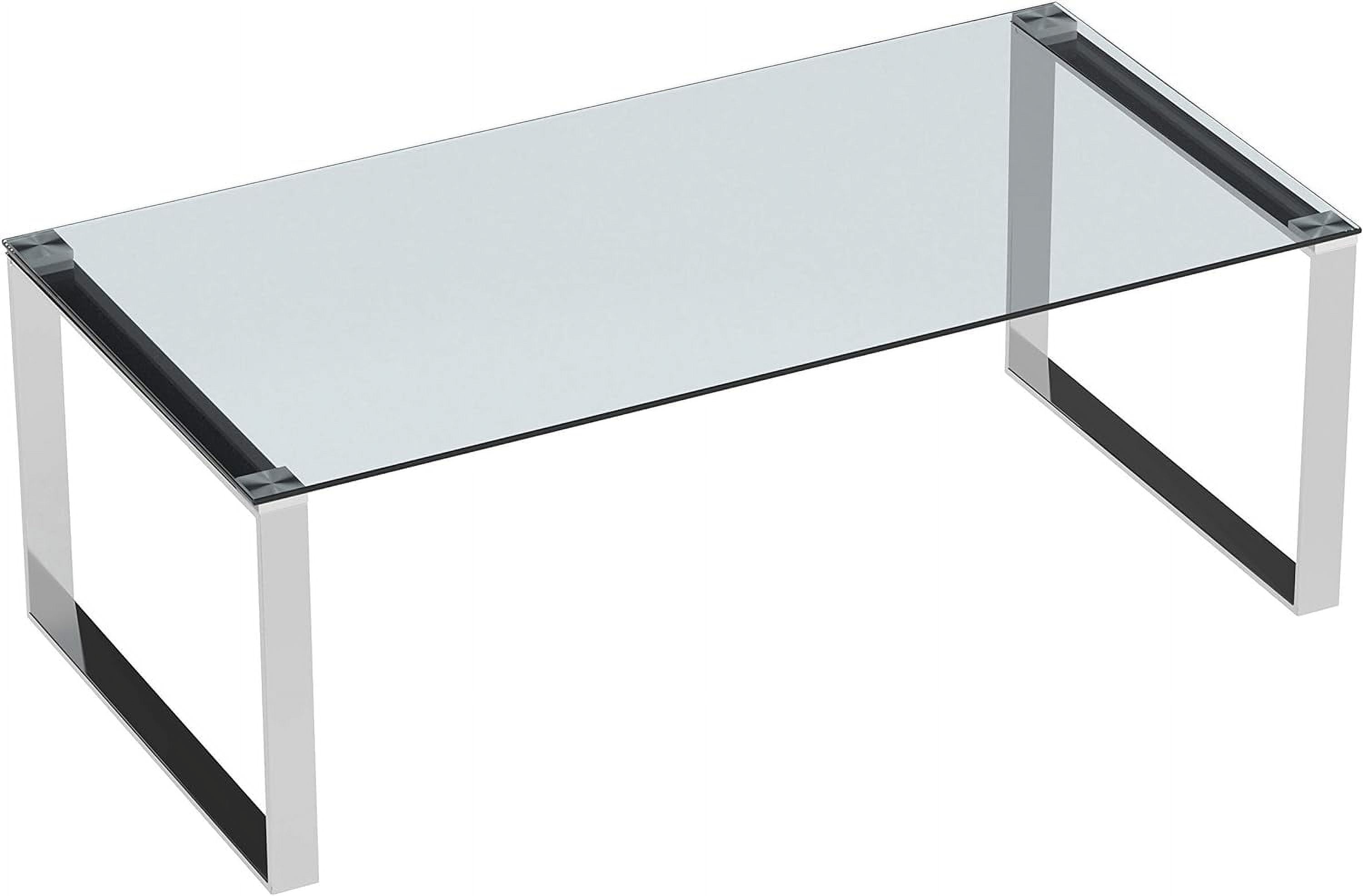 Rectangular Chrome Glass Lift-Top Coffee Table with Storage