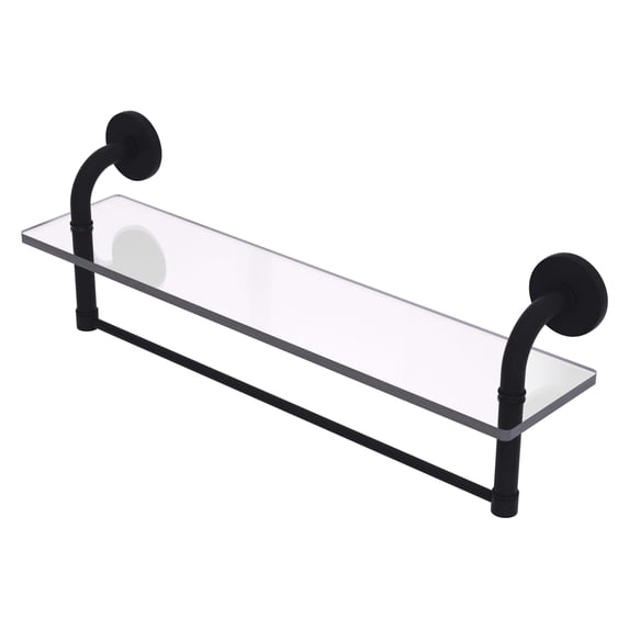Remi Collection 22 Inch Glass Vanity Shelf with Integrated Towel Bar