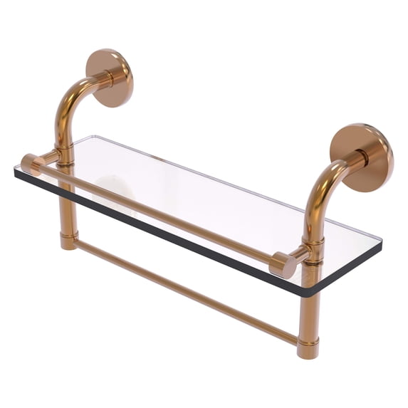 Remi Collection Gallery Glass Shelf with Towel Bar - Brushed Bronze / 16 Inch