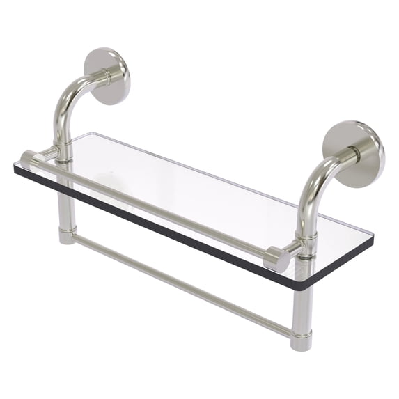 Remi Collection Gallery Glass Shelf with Towel Bar - Satin Nickel / 16 Inch