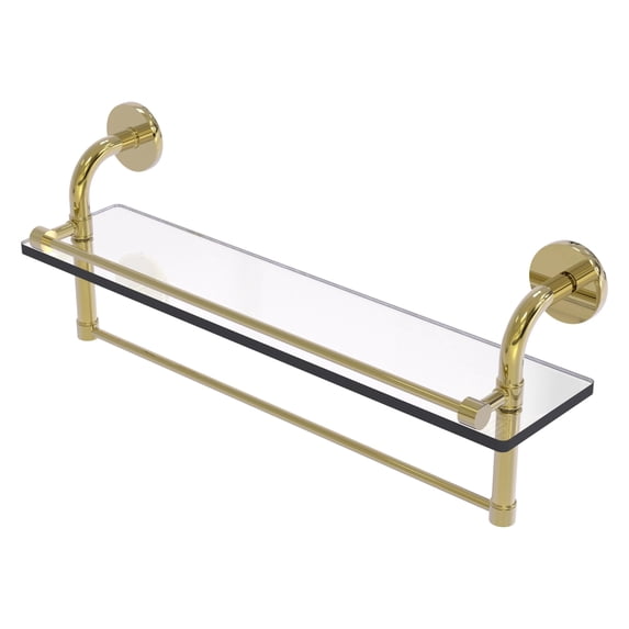 Remi Collection Gallery Glass Shelf with Towel Bar - Unlacquered Brass / 22 Inch
