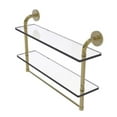thumbnail image 1 of Remi Collection Two Tiered Glass Shelf with Integrated Towel Bar - Unlacquered Brass / 22 Inch, 1 of 4