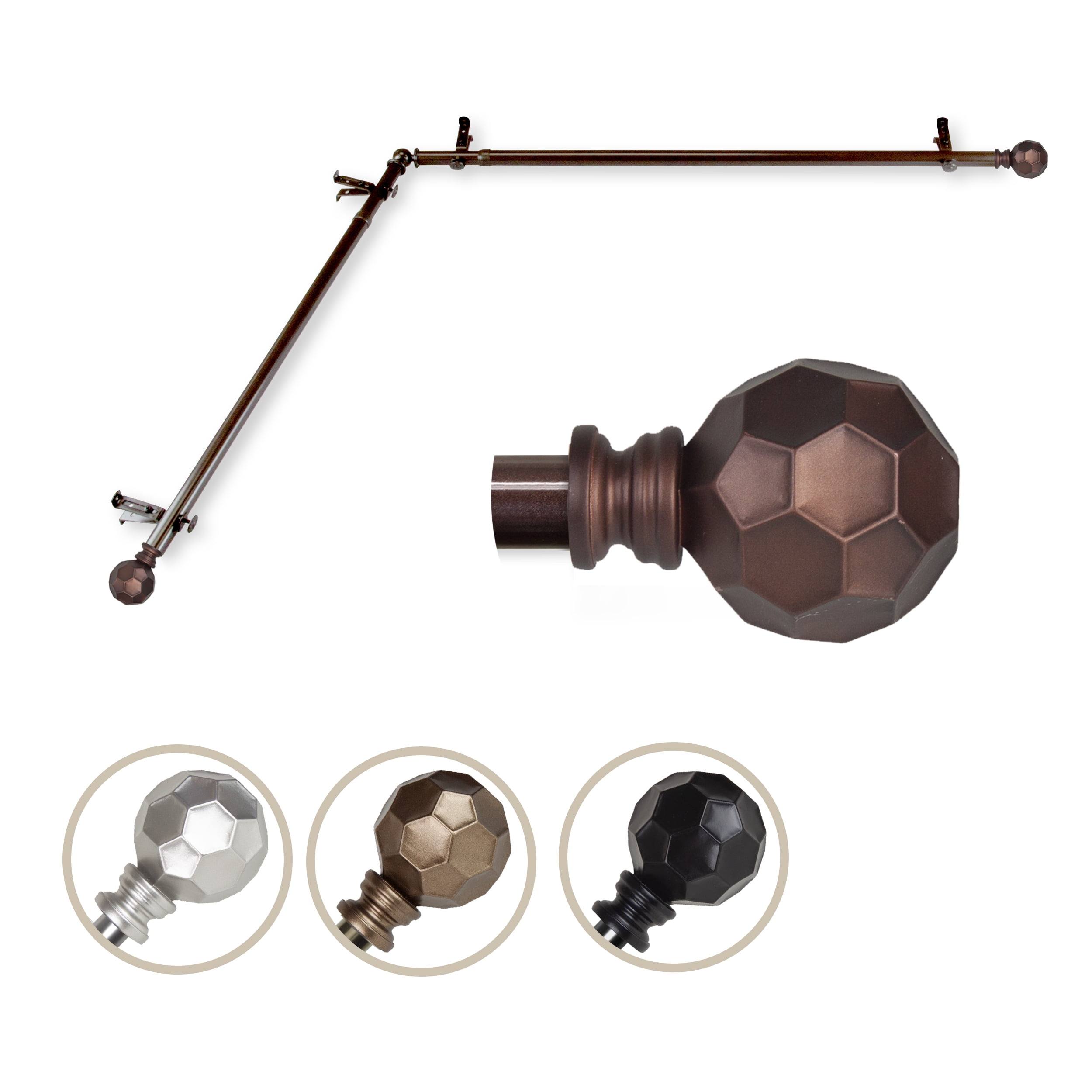 Remi Corner Window Single Curtain Rod 13/16" dia. 48-84 inches - Cocoa