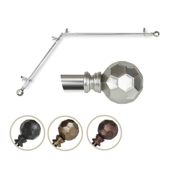 Remi Corner Window Single Curtain Rod 13/16" dia. 66-120 inches - Satin Nickel