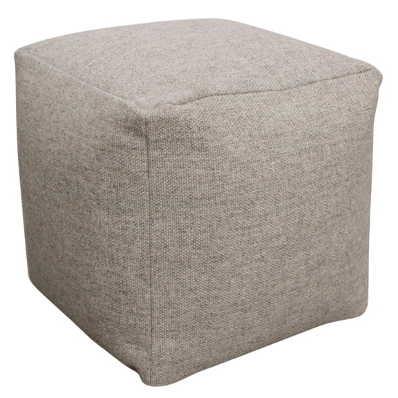 Remi Pouf in Handwoven Contemporary Silver Wool
