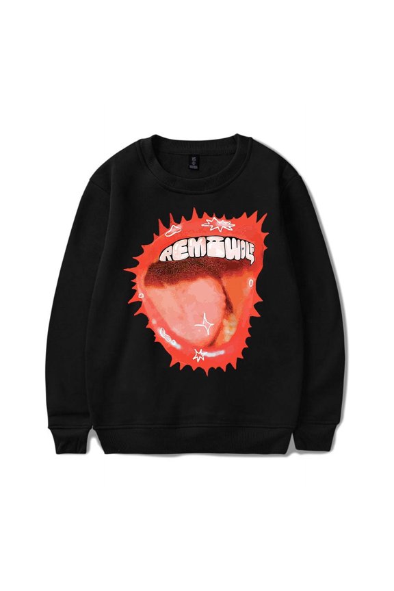 Remi Wolf Merch Lips Printed Crewneck Fashionable Unisex Long Sleeve Pullover Sweatshirt
