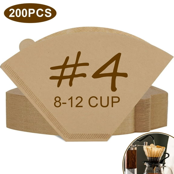 Remiawy 200 Count Coffee Filters #4, Coffee Filters 8-12 Cup Disposable Coffee Filter 4 Cone Paper Unbleached Natural for Pour Over and Drip Coffee Maker