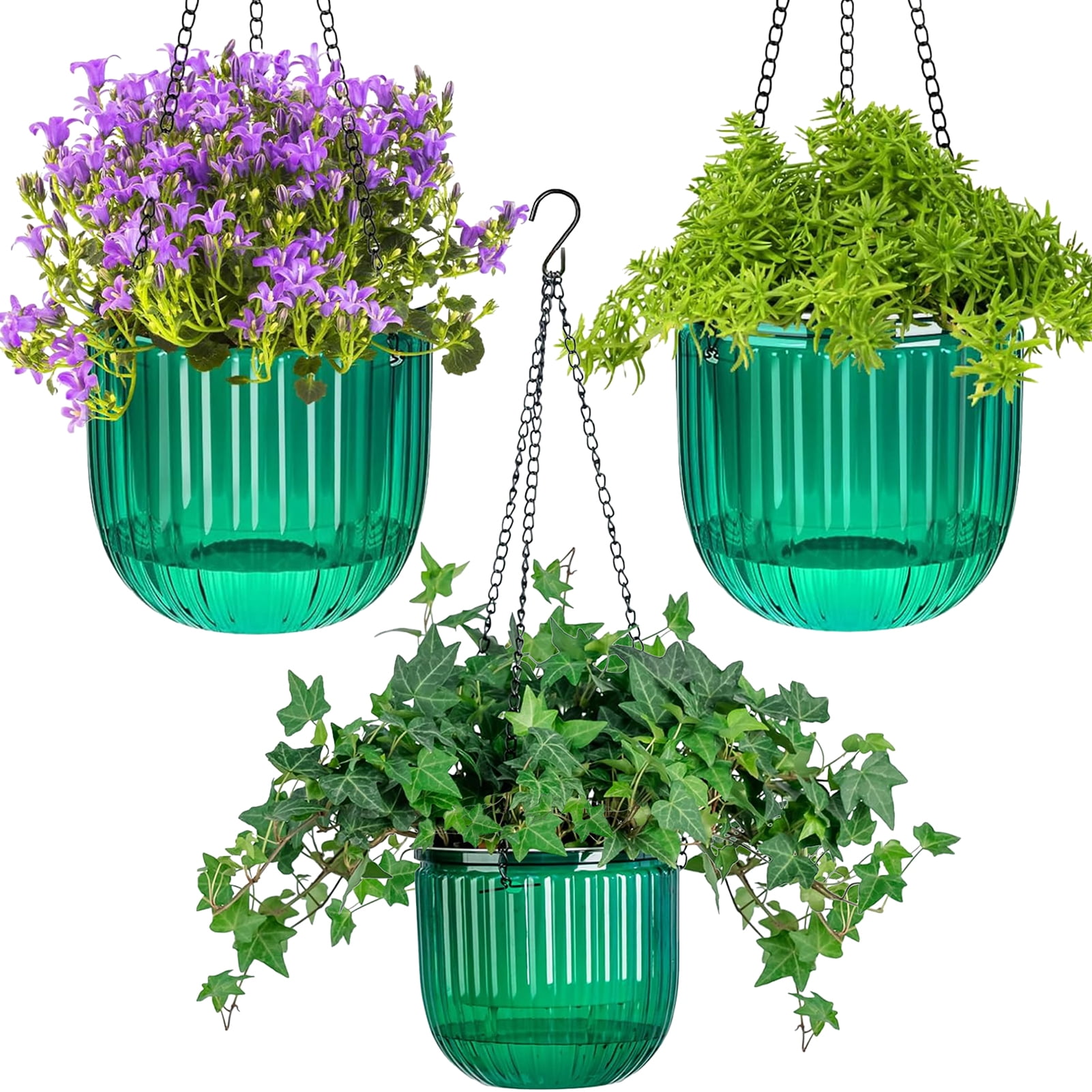 Remiawy 3 Pack Self Watering Hanging Planters Set 