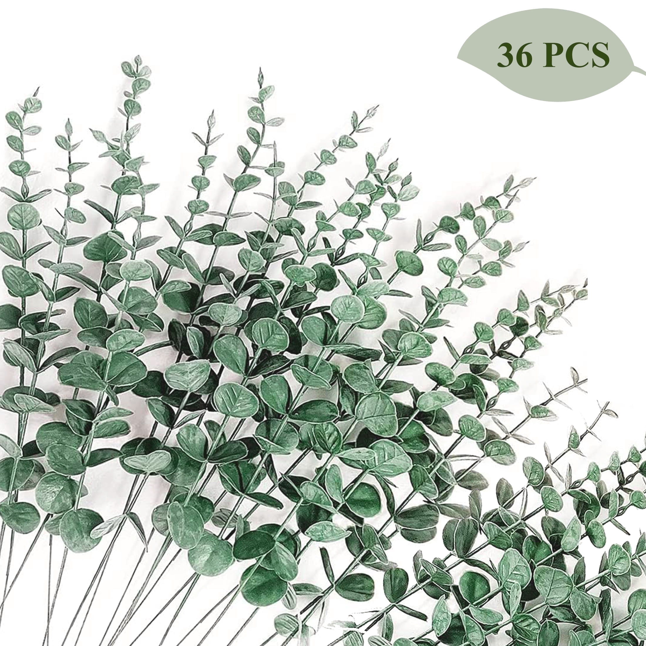 Remiawy 36 Pcs Eucalyptus Stems, 15inch Greenery Artificial Eucalyptus Leaves Faux Eucalyptus Stems Eucalyptus Branches Flowers for Home Office Farmhouse Wedding Centerpiece Vase Filler Decor