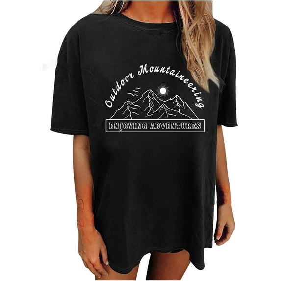 Remidoo Women's Casual Crewneck Short Sleeve Oversized T Shirt Rainbow Graphic Tees