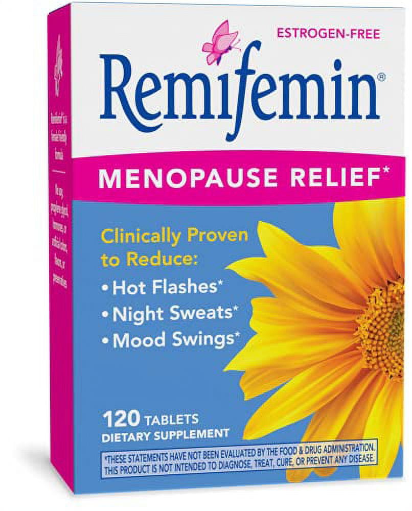Remifemin, Black Cohosh, Clinically Proven Estrogen-Free Menopause Relief Supplements, 120 Count