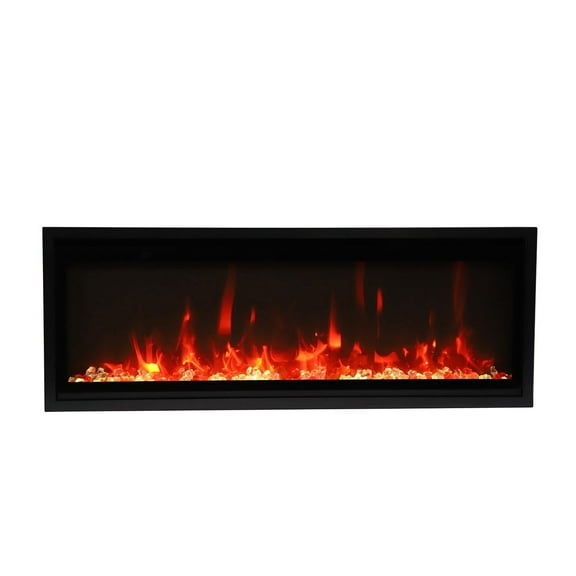 Remii 55" Extra Slim Modern Metal Indoor or Outdoor Electric Fireplace in Black