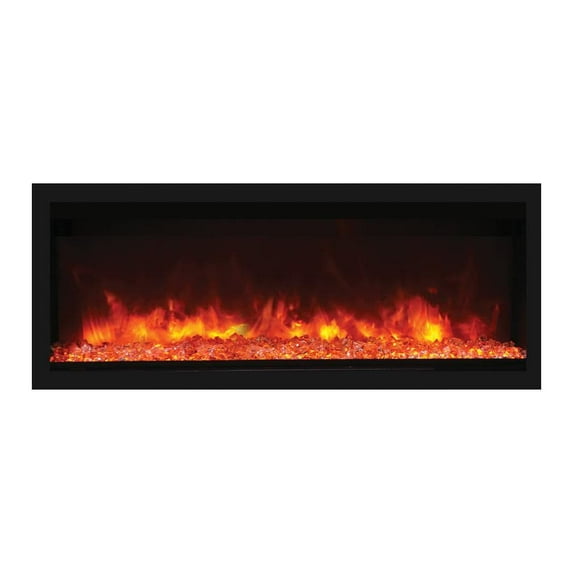 Remii by Amantii Panorama Tall 55-Inch Built-In Electric Fireplace with Black Steel Surround - Indoor/Outdoor - 102755-XT
