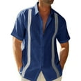 thumbnail image 1 of Remikst Mens Short Sleeve Linen Cotton Cuban Shirt Button Down Beach Shirt,M-3XL, 1 of 4
