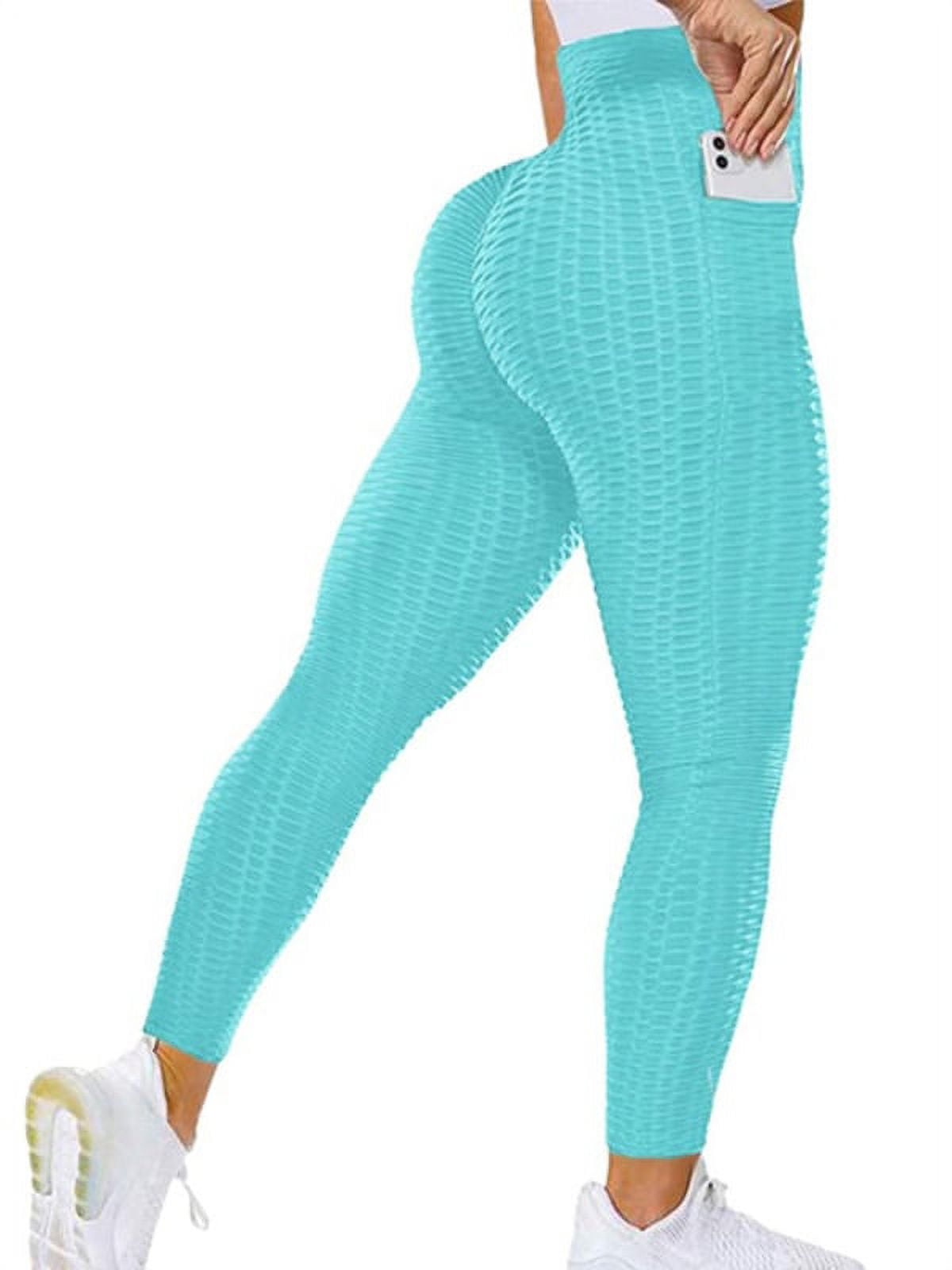 Remikst Women's Bubble Hip Butt Lifting Honeycomb Textured Leggings Tummy  Control High Waist Pocket Sport Tights Yoga Pants