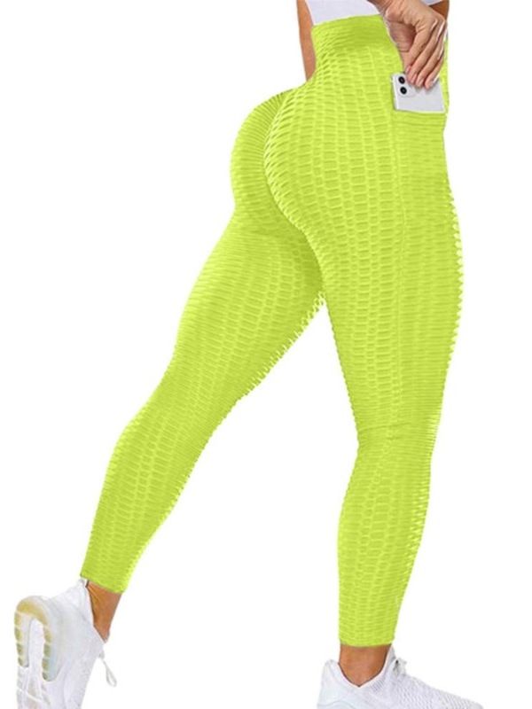 Remikst Women's Bubble Hip Butt Lifting Honeycomb Textured Leggings Tummy  Control High Waist Pocket Sport Tights Yoga Pants