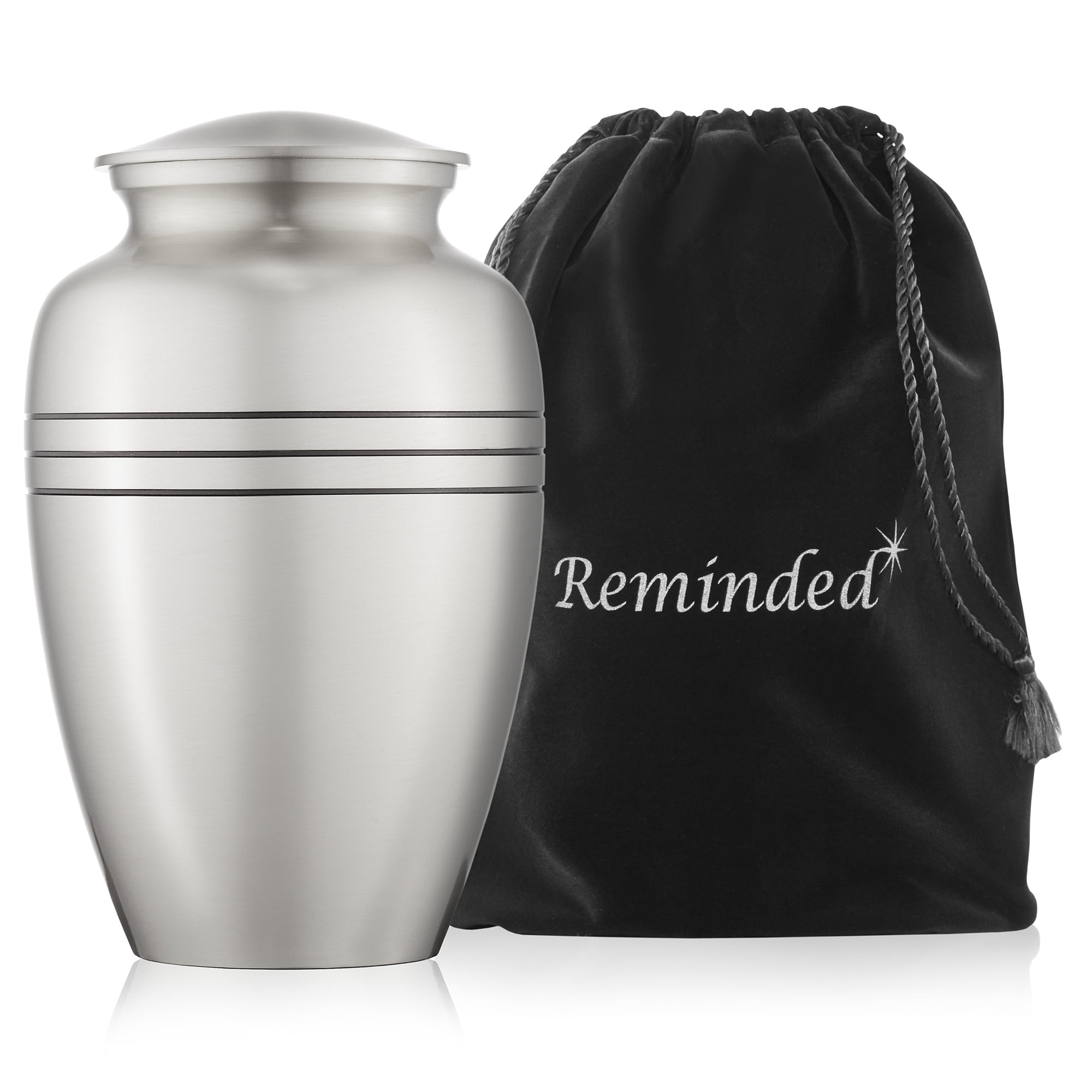 Polished Silver Brass Memorial Urn with Threaded Lid