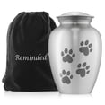 thumbnail image 1 of Reminded Pet Cremation Urns for Dog and Cat Ashes, Brass Memorial Paw Print Urn - Medium Up to 70 Pounds Silver, 1 of 7