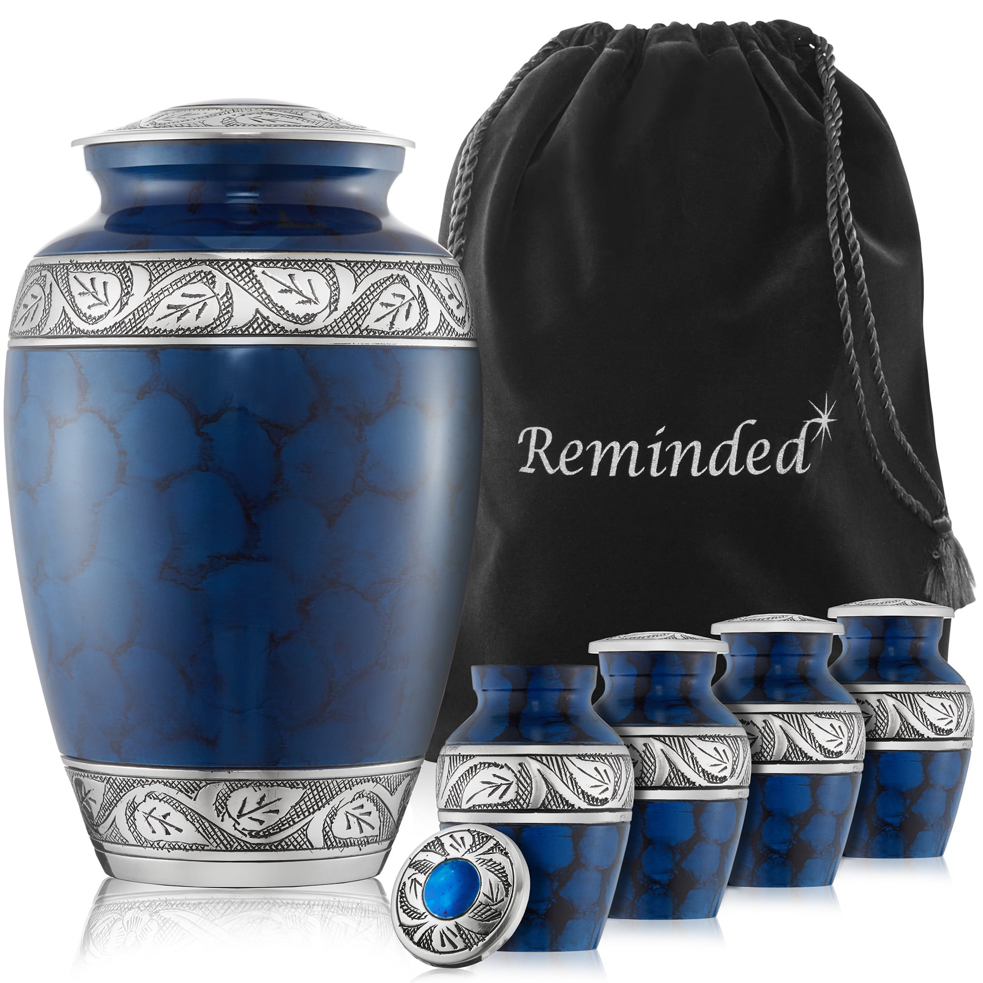 Reminded Cremation Urns Set for Human Ashes - 1 Adult + 4 Keepsake