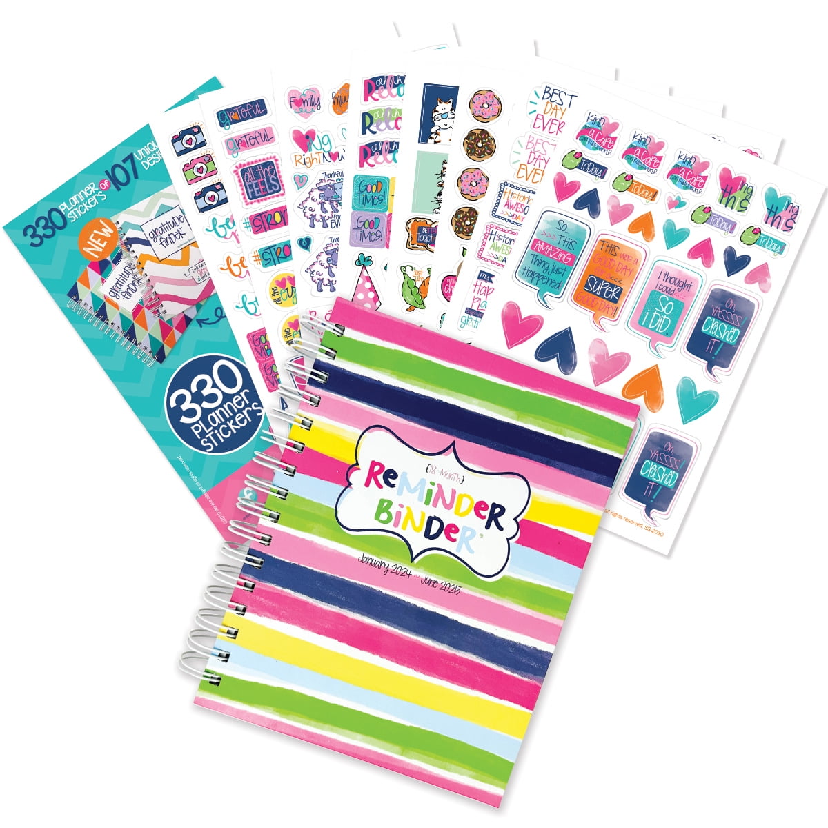 Reminder Binder 2024-2025 Planner; 18-Month Calendar with Budget Planner Stickers (Ribbons), Size: 8.5 x 7.25 x 1.25