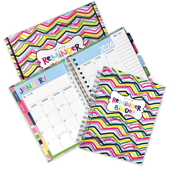 Reminder Binder® Planner Stylie Stripes Planner & Appointment Book, Jan 2026 - June 2027