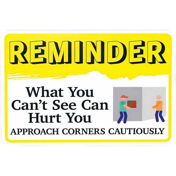 Reminder What You Can't See Can Hurt You Approach Corners Cautiously - 8"x12" Security Metal Sign, Caution Poster Decor for Business, Street