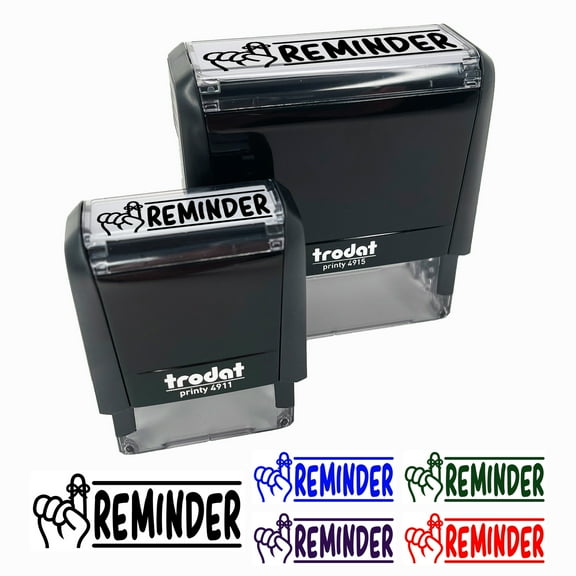Reminder with String Finger Self-Inking Rubber Stamp Ink Stamper for Business Office - Orange Ink - Small 1-1/2 Inch