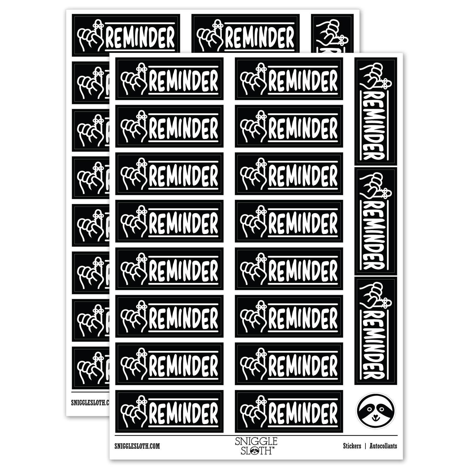 Reminder with String Finger Sticker Set - Black - Matte Finish - 2.00 ...
