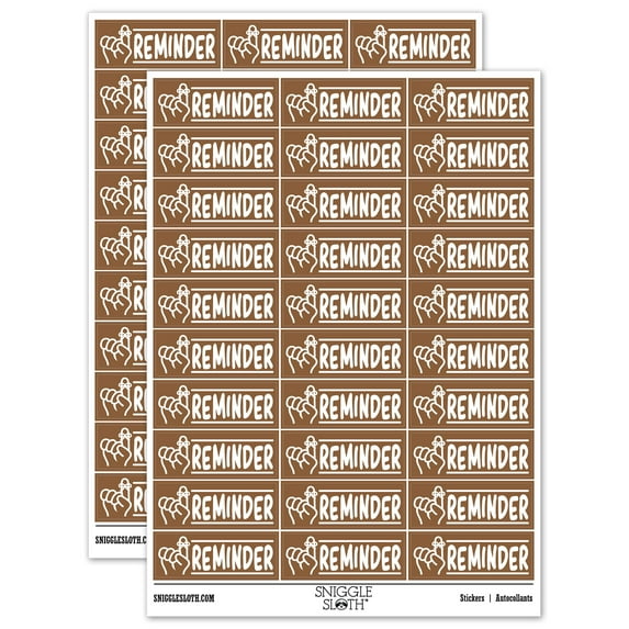 Reminder with String Finger Sticker Set - Brown - Matte Finish - 1.75" Medium