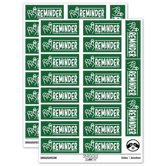 Reminder with String Finger Sticker Set - Dark Green - Matte Finish - 2.00" Large