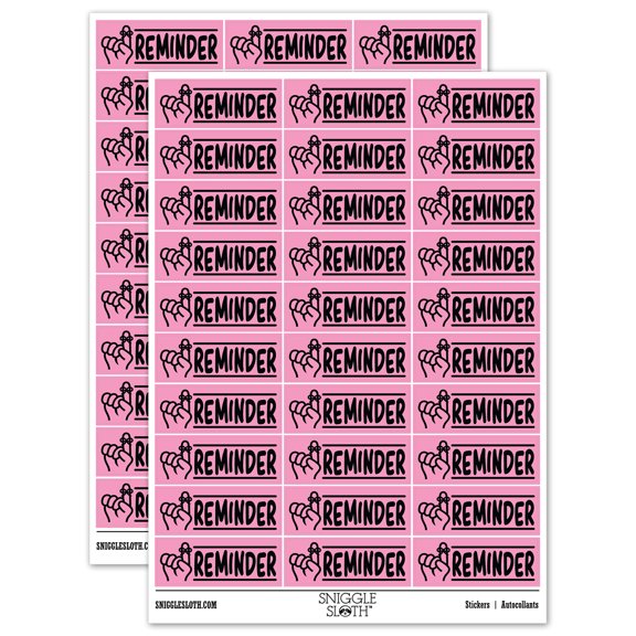 Reminder with String Finger Sticker Set - Light Pink - Gloss Finish - 1.75" Medium