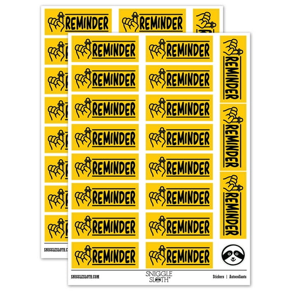 Reminder with String Finger Sticker Set - Yellow - Matte Finish - 2.00" Large