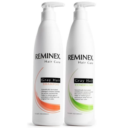 Reminex Grey Hair Shampoo and Conditioner Value Pack, To Restore Grey Hair To Original Hair Color. Made in USA
