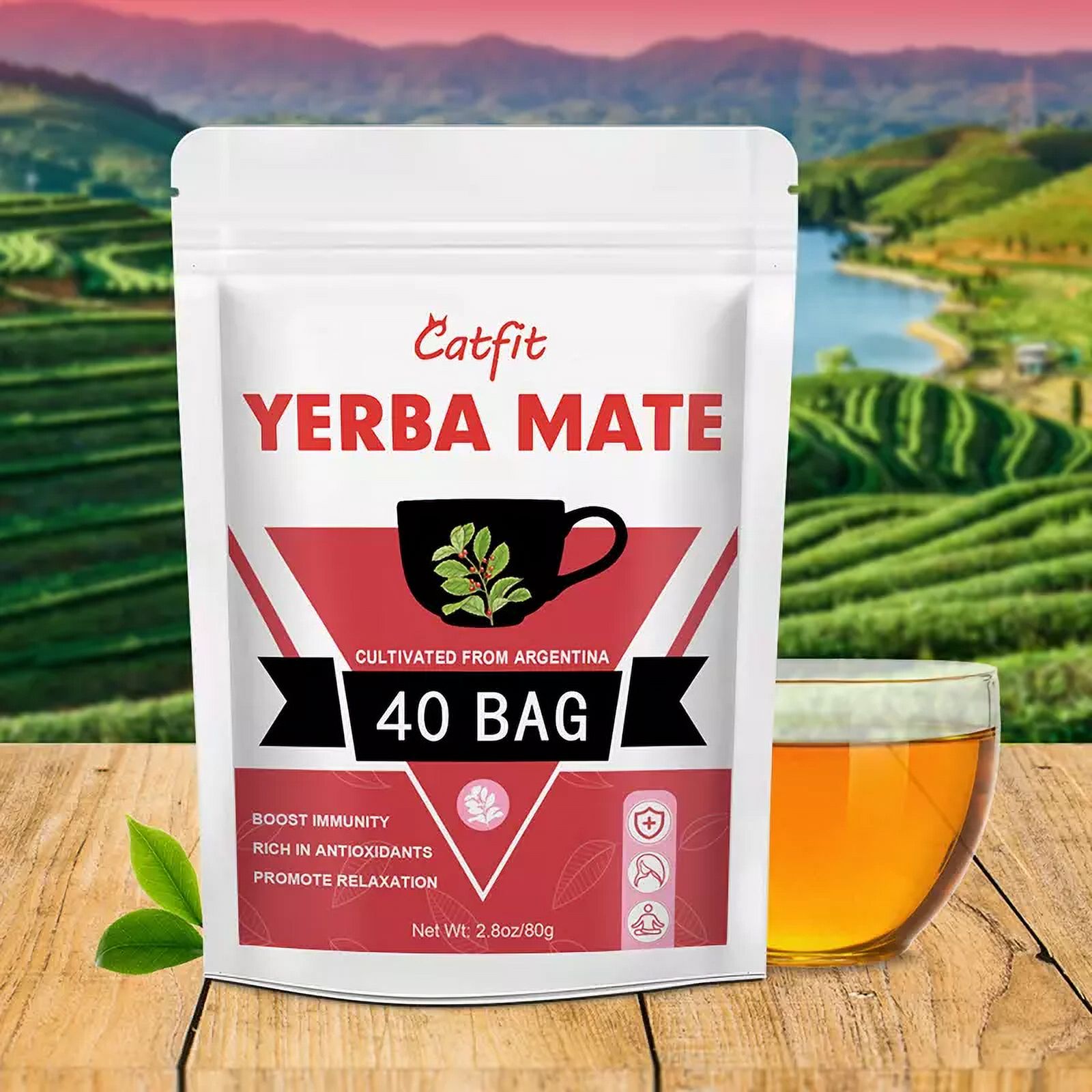 Remingo 40pcs Yerba Mate Tea Natural Herbal Tea Support Digestion