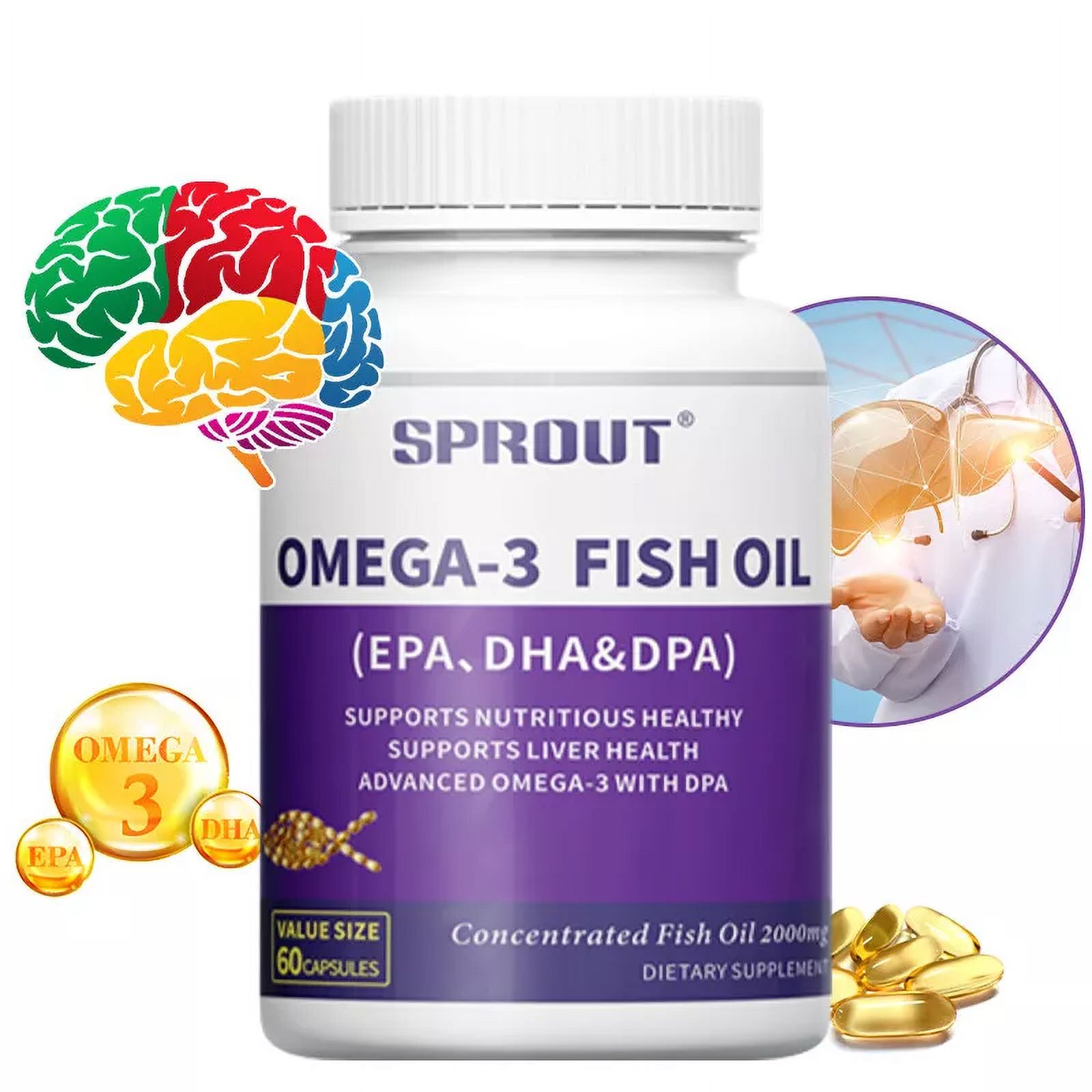 Remingo Omega 3 Fish Oil Capsules 2000mg DHA, EPA, and DPA 60