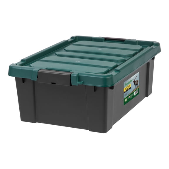 Remington 10 Gallon Loackable Storage Totes with Lids, Green Lid, Heavy-Duty Durable Stackable Containers, Large Garage Organizing Bins Moving Tubs, Rugged Sturdy Equipment Utility Tool Box