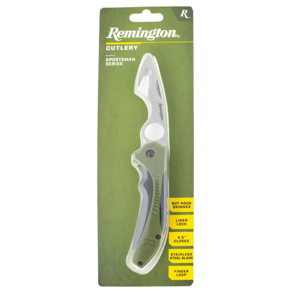 Remington 15674 Sportsman Green/Black Game Cleaning Guthook Skinning Knife
