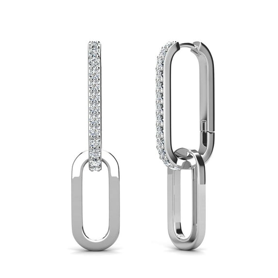 Cate & Chloe Remington 18k White Gold Plated Women's Dangle Chain Link Earrings, Swarovski Crystals