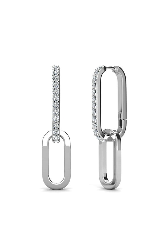 Remington 18k White Gold Plated Women's Dangle Chain Link Earrings, Swarovski Crystals