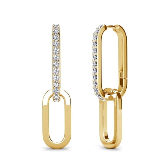 Cate & Chloe Remington 18k Yellow Gold Plated Women's Dangle Chain Link Earrings, Swarovski Crystals