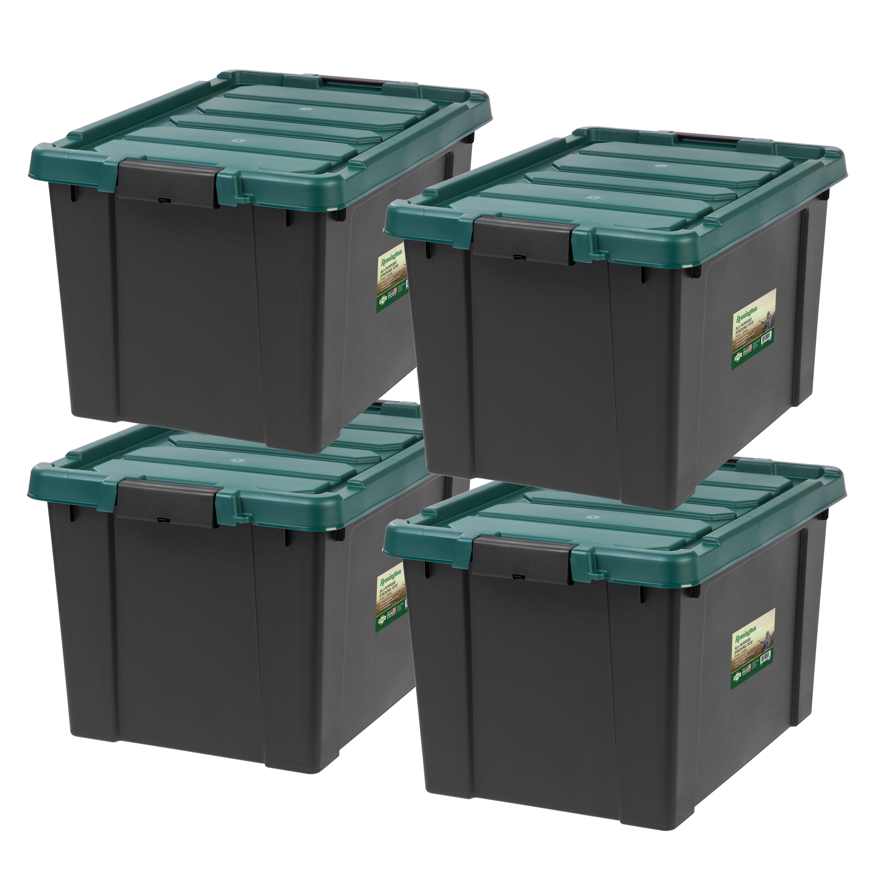 Remington 19 Gal. Plastic Storage Bins with Lids Latching Totes Heavy Duty Containers 4Pk Walmart