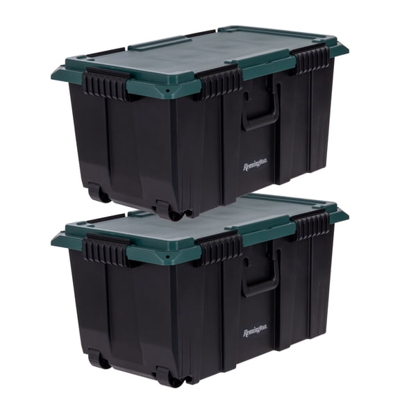 Remington 20 Gal. Airtight Footlocker, Weathertight Storage Bins with Lids,Heavy Duty Containers 2 PK