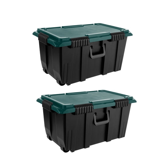 Remington 20 Gal. Airtight Footlocker, Weathertight Storage Bins with Lids,Heavy Duty Containers 2 PK