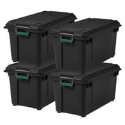 Remington 22 Gallon Black Plastic Storage Bin with Lid Tote, Plastic Storage Container with Lid, 4-Pack