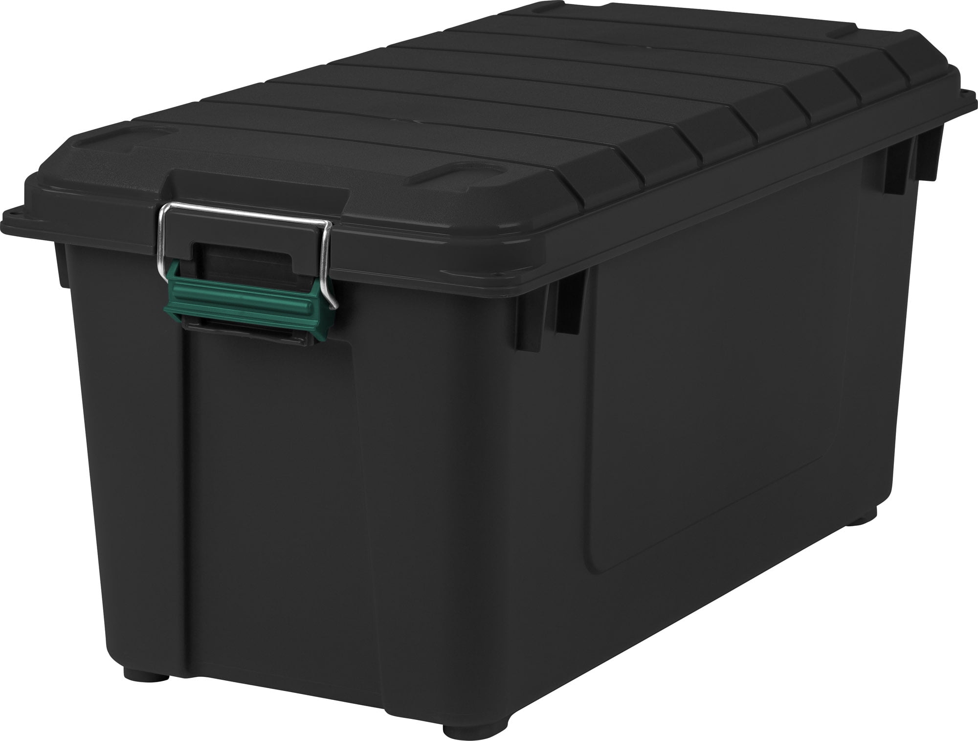 Heavy Duty Black Plastic Stackable Storage Tote with Lid