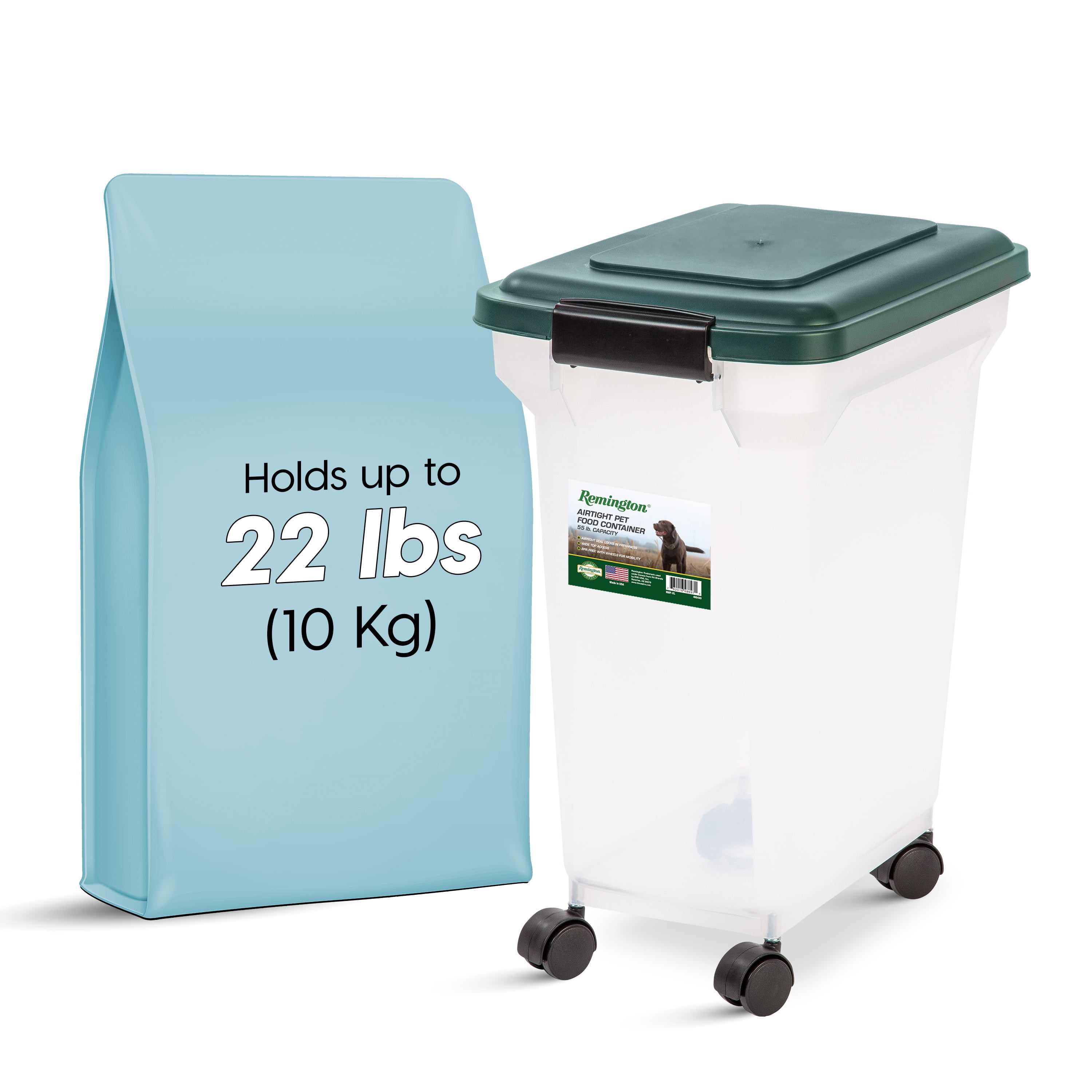 Remington, 22 Lbs. Airtight Pet Food Container | Dog & Cat Food Storage Bin