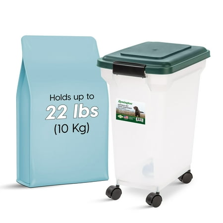 Remington® 22lb (28 Qt.) Airtight Pet Food Container with Scoop for Dog and Cat Food, Green