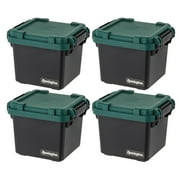 Remington 30 Qt Heavy Duty Trail Box, Stackable Storage Bin with Latching Lids, Black, 4Pk